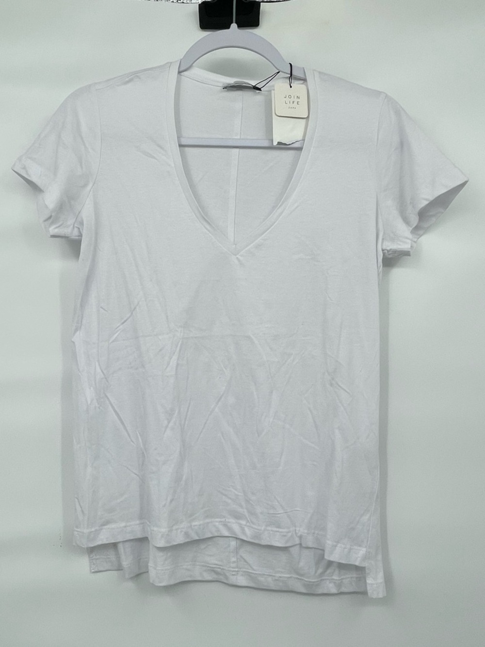 Zara NWT white cotton v neck short sleeve tee